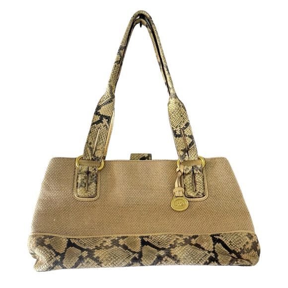 Brahmin Handbags - Brahmin snake print leather neutral taupe medium shoulder bag purse
